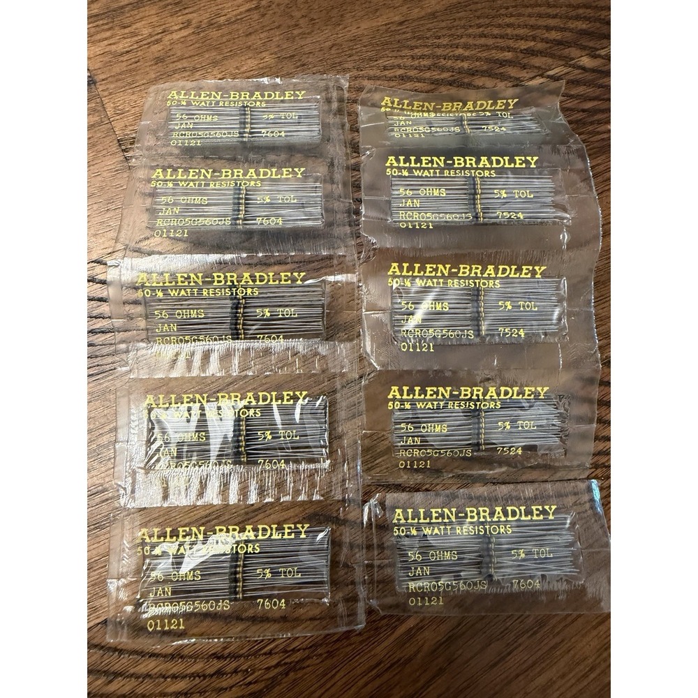 Vintage - Huge Lot of 500 - Allen Bradley - 56 Ohm 1/8W 5% RCR05G560JS Resistors